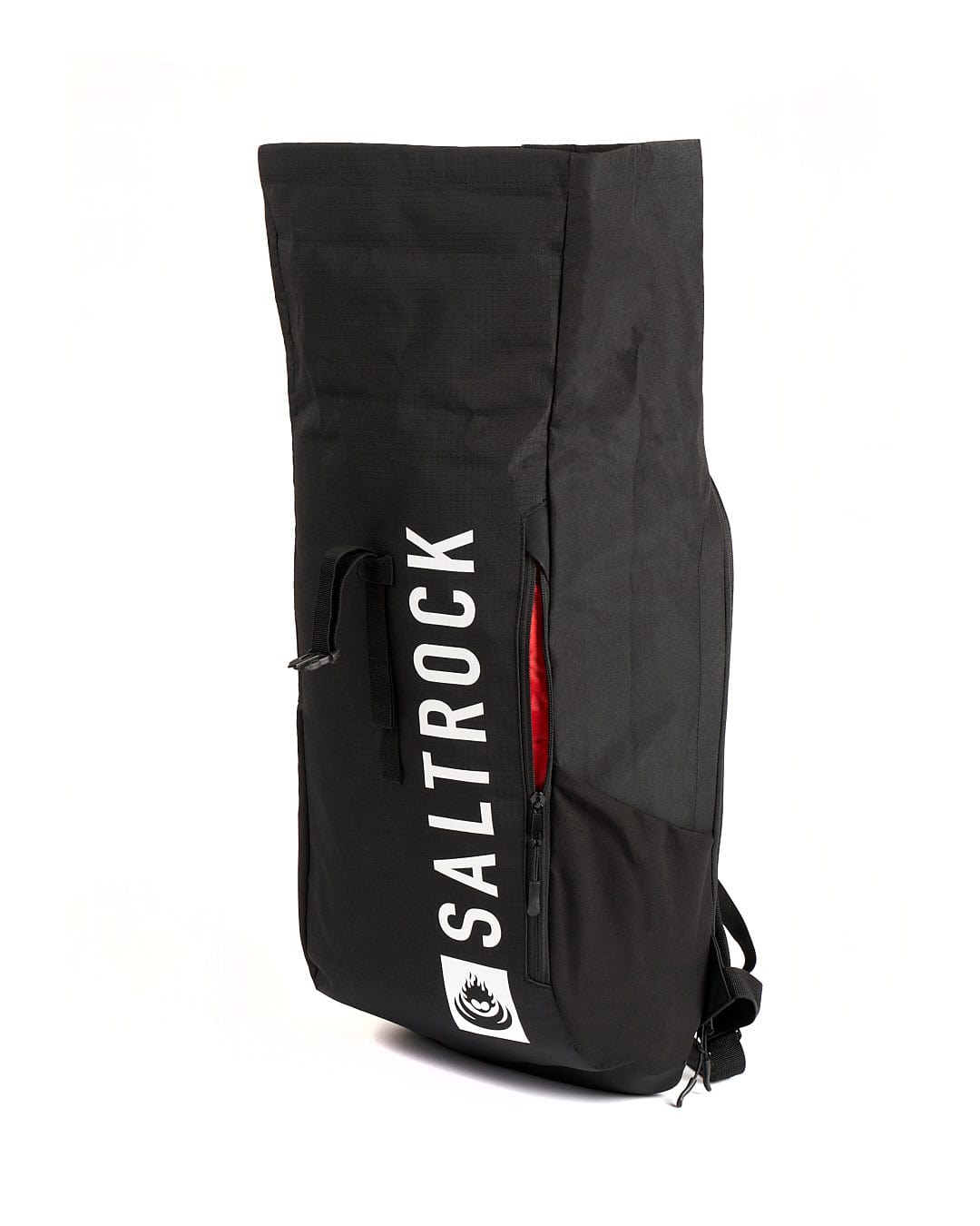 A Streamline backpack in black with the brand name Saltrock on it.