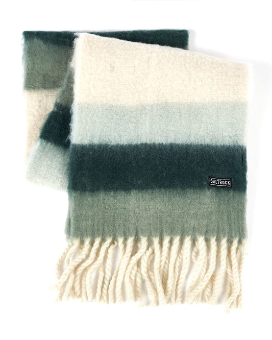 A Saltrock Stripe Out - Blanket Scarf - Cream with fringes.