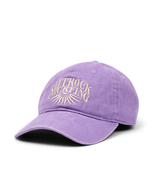 Purple Saltrock Sunburst Cap with embroidered design on an isolated white background.