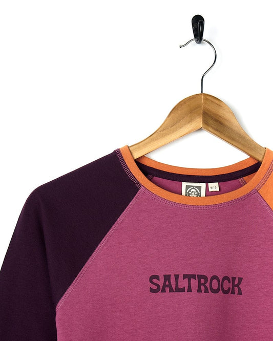 Saltrock Sunny - Kids Raglan Long Sleeve T-Shirt - Dark Pink sweatshirt.