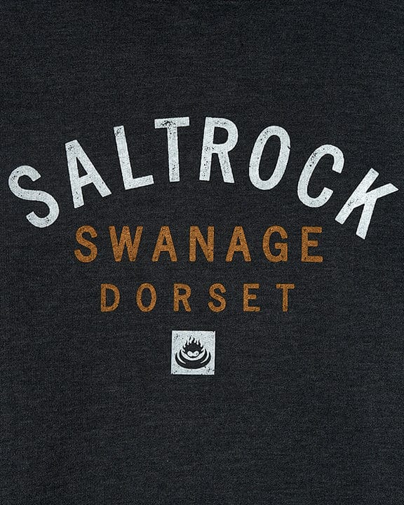 Saltrock Location Zip Hoodie - Swanage - Dark Grey t-shirt.