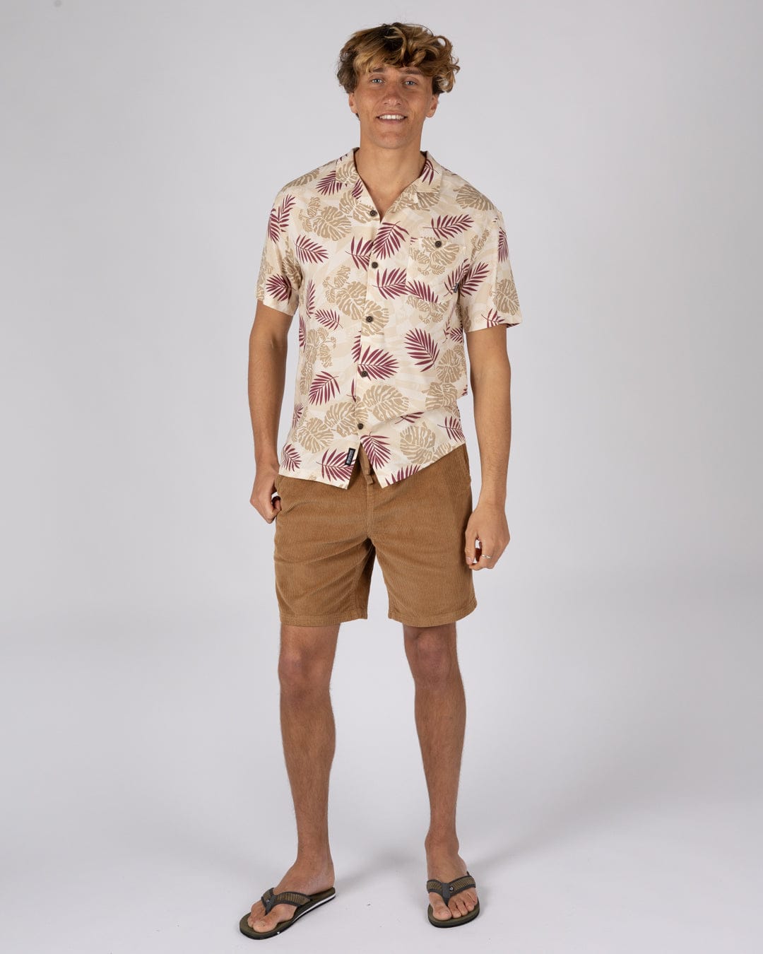 Warp Surf Resort Mens Oversized Short Sleeve Shirt in Cream