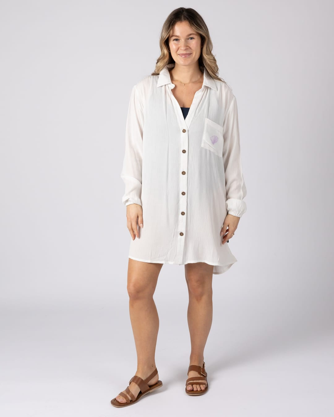 Saltwater Womens Oversize Beach Shirt in Cream