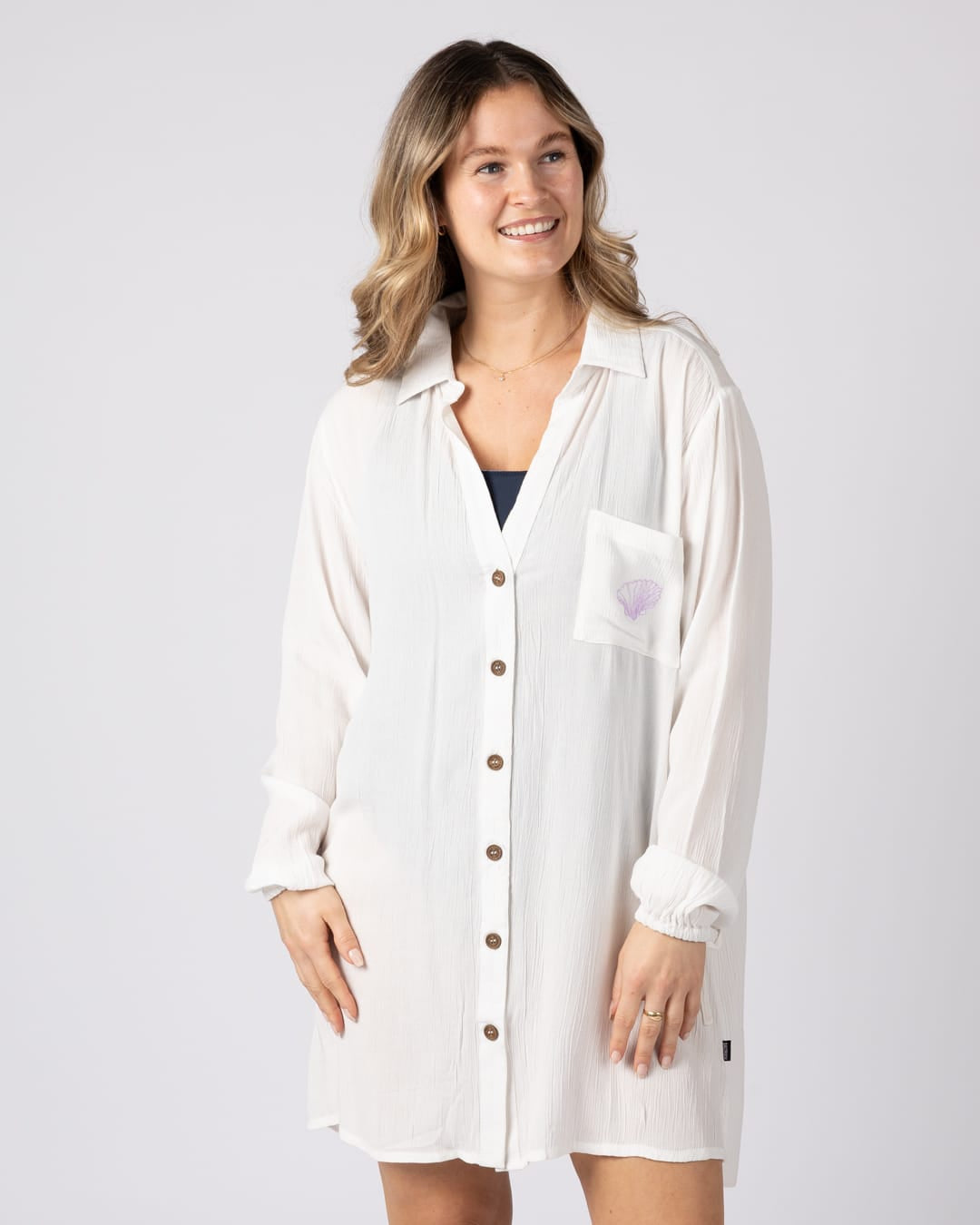Saltwater Womens Oversize Beach Shirt in Cream