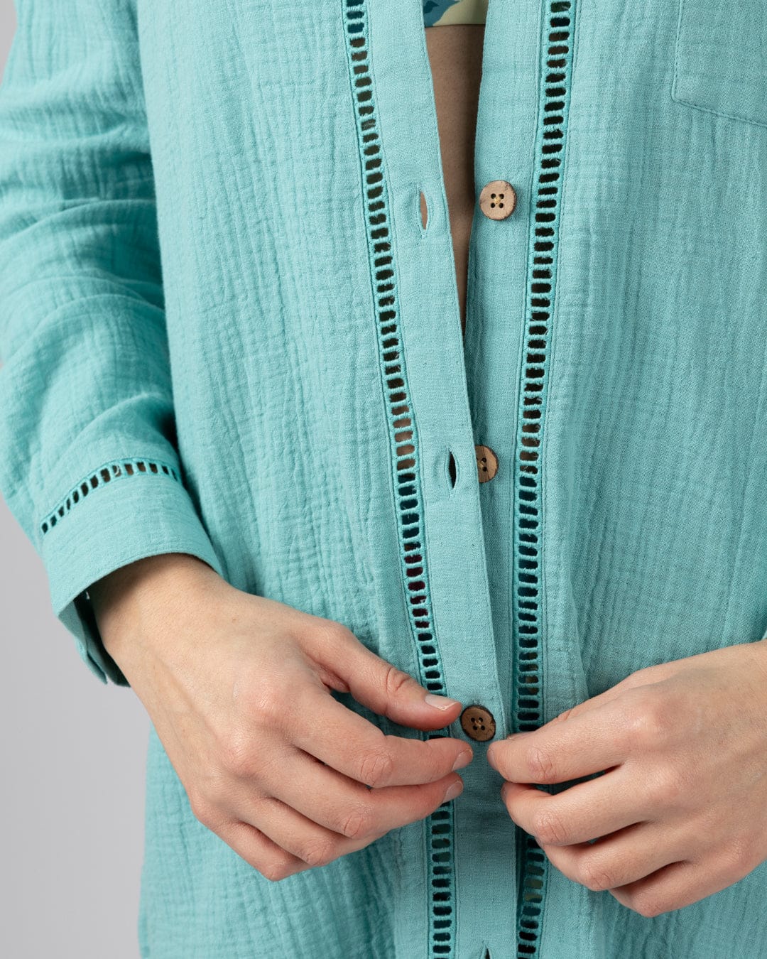 Calma Womens Oversized Beach Shirt in Blue
