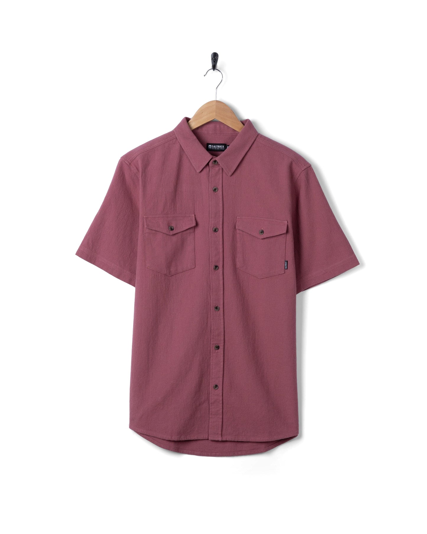 Polperro - Mens Short Sleeve Shirt - Dark Pink