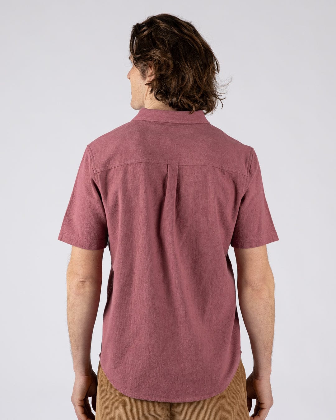 Polperro - Mens Short Sleeve Shirt - Dark Pink