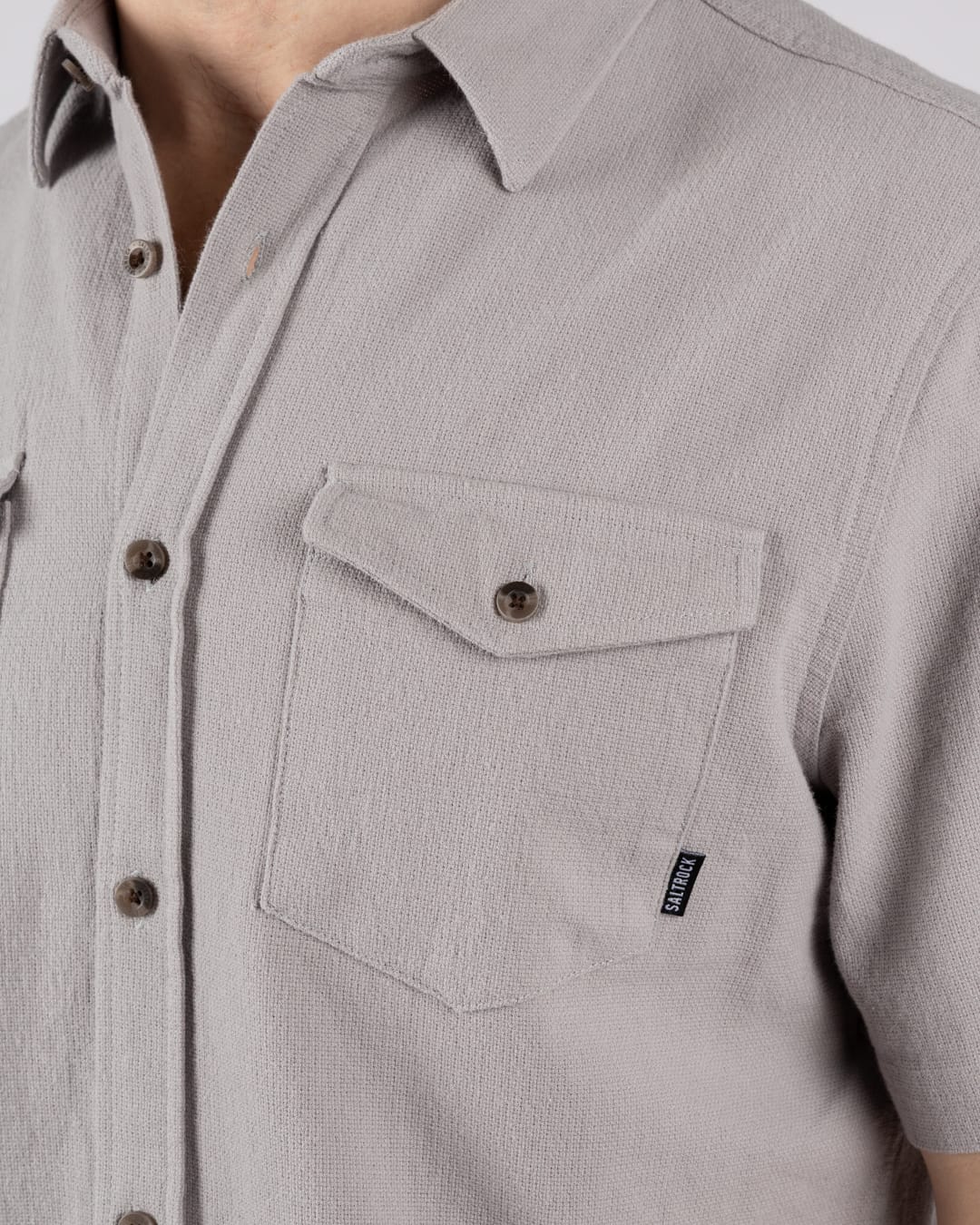 Polperro Mens Short Sleeve Shirt in Grey