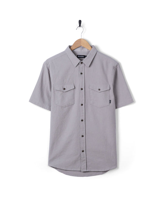 Polperro Mens Short Sleeve Shirt in Grey