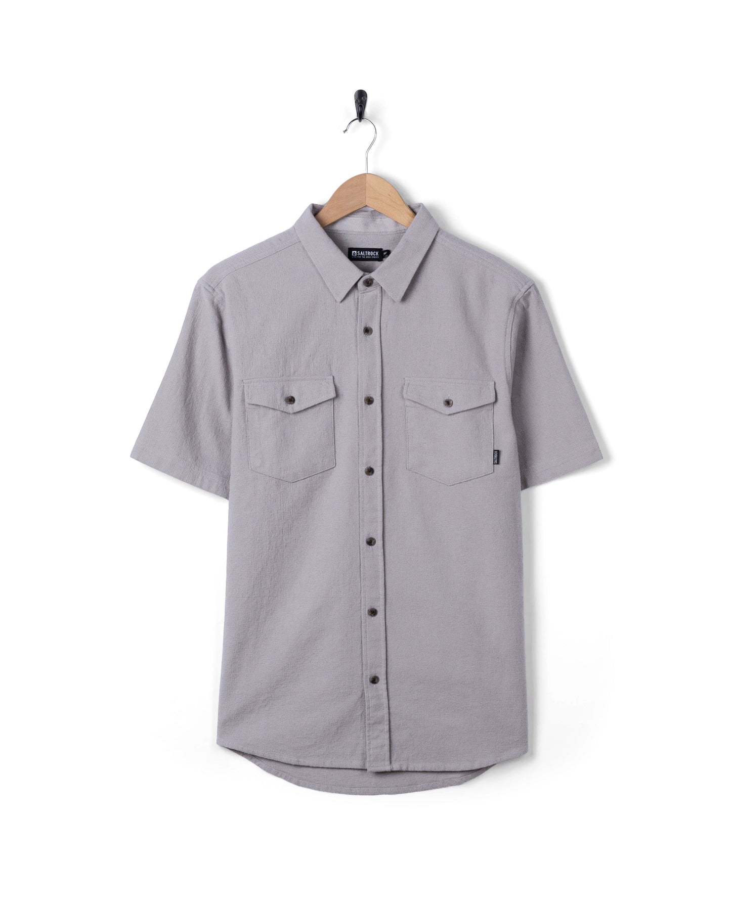 Polperro Mens Short Sleeve Shirt in Grey