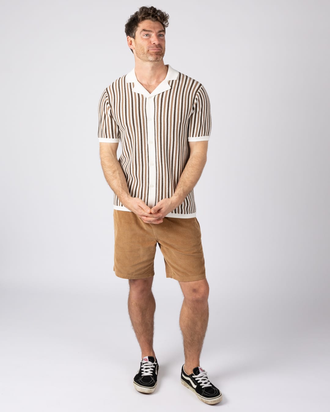 Dylan Mens Short Sleeve Shirt in Cream