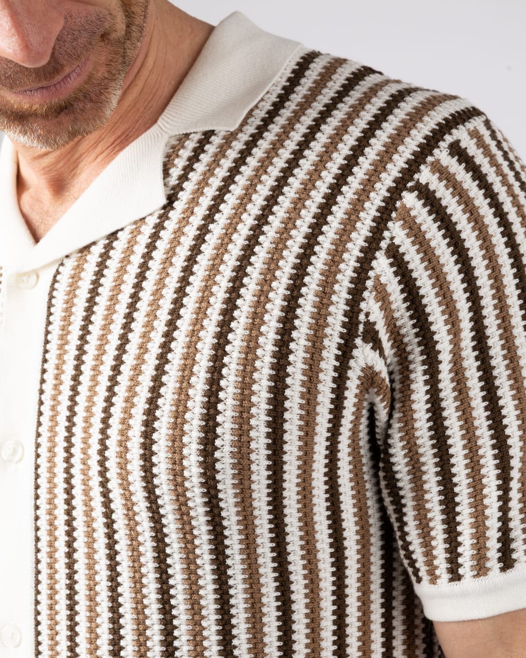 Dylan Mens Short Sleeve Shirt in Cream