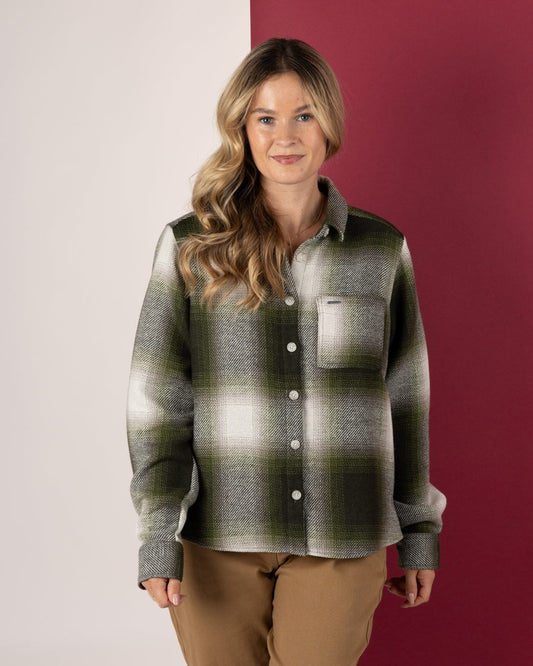 Delta - Womens Checked Shirt - Green/White