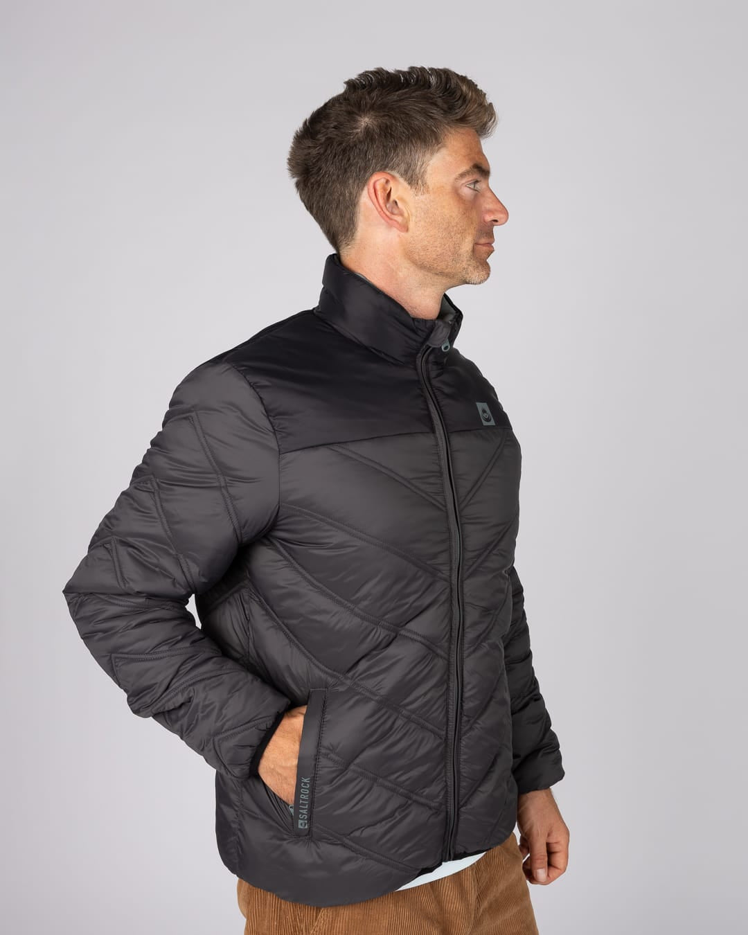 Racer Mens Water Resistant Padded Jacket in Black