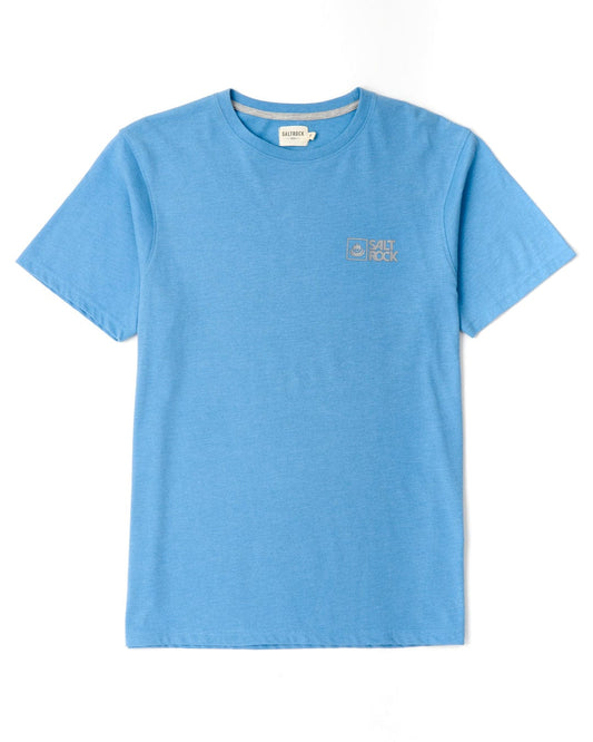 A Saltrock Corp - Mens Short Sleeve T-Shirt - Light Blue with a logo on it.