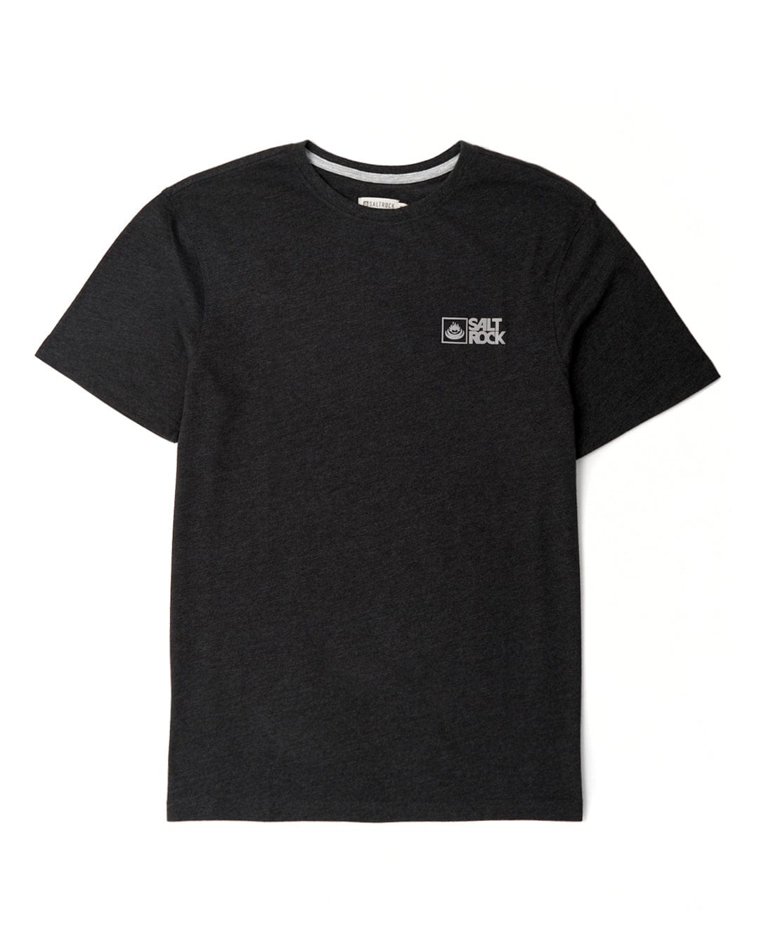 A lightweight Saltrock Corp 20 - Mens Short Sleeve T-Shirt - Charcoal with a logo on it.