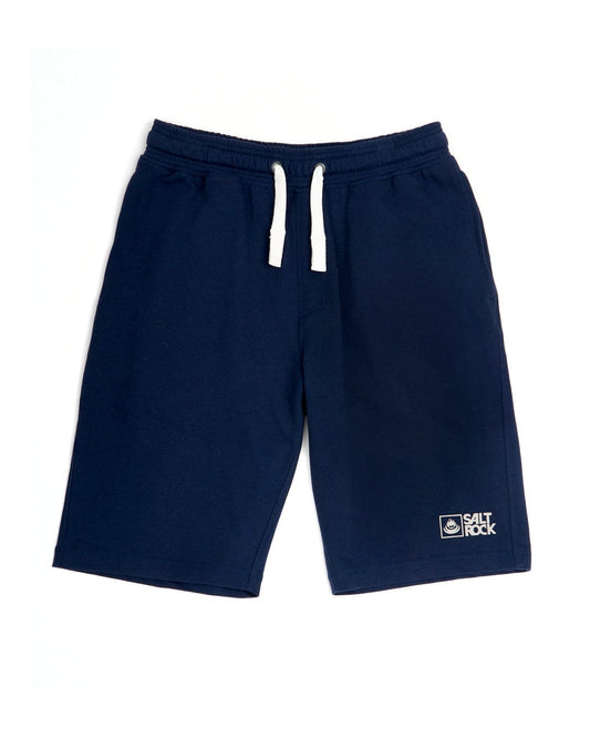 A pair of Saltrock Original 20 - Mens Sweat Shorts - Blue Marl featuring soft jersey material and contrasting draw cords for an elasticated waist.