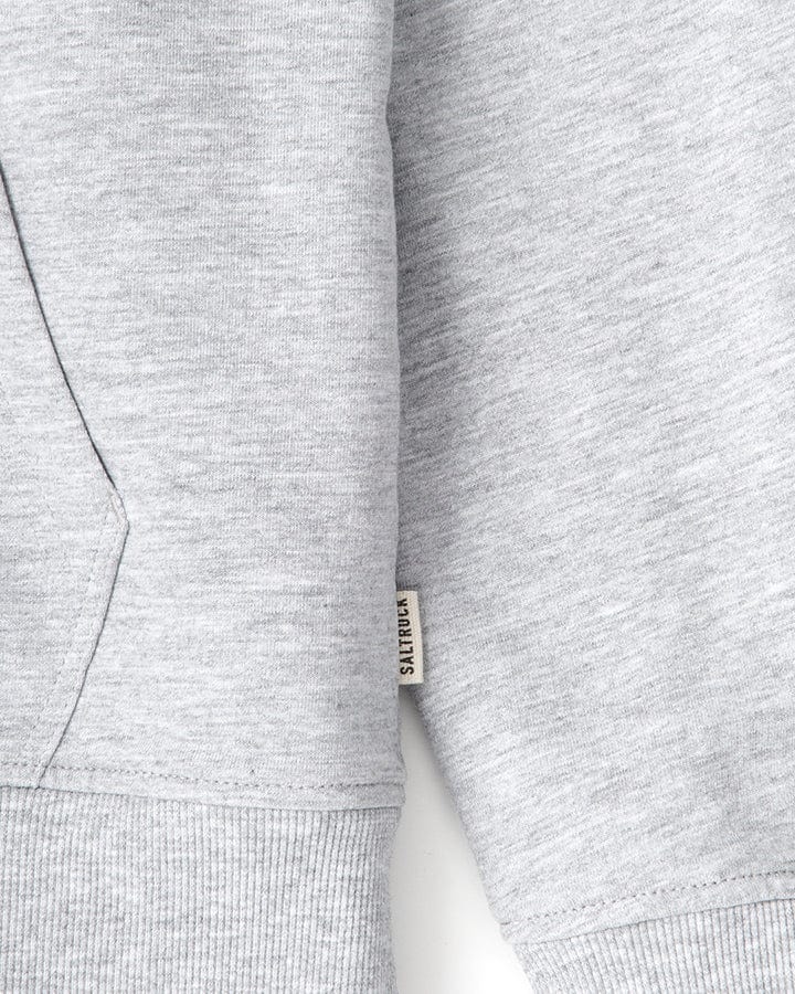 A close up of a Saltrock Original - Mens Borg Lined Zip Hoodie - Grey featuring Saltrock branding.