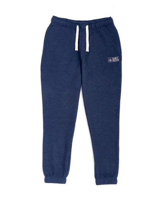 A Saltrock - Mens Original 20 Jogger - Blue Marl sweatpants with a white logo on the side, designed for comfort fit.