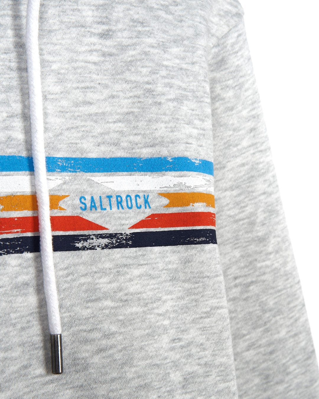 A Saltrock Taped Stripe - Mens Zip Hoodie - Grey with the word saltrock on it.