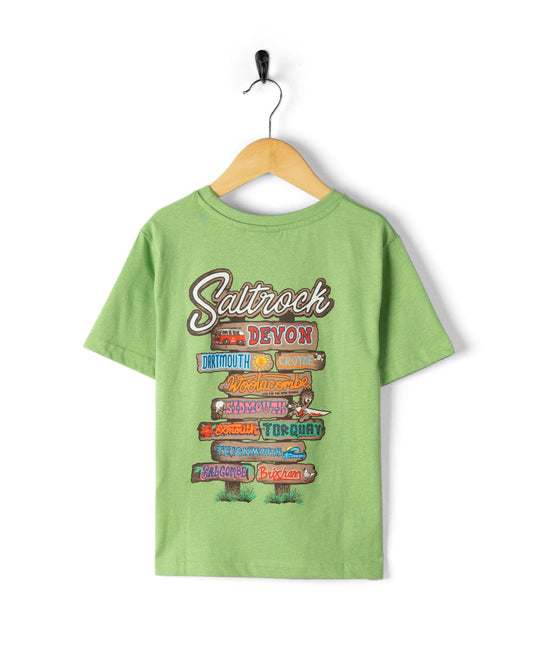 Beach Signs Devon - Kids Short Sleeve T-Shirt - Green