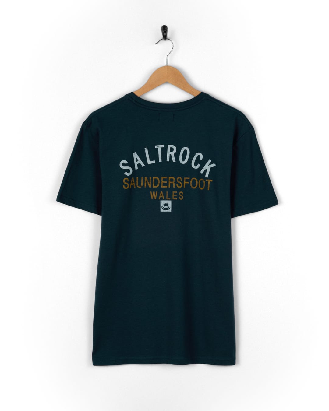 Saundersfoot Location Mens T-Shirt in Blue