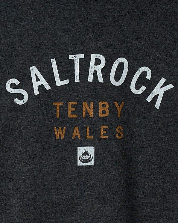 Saltrock Tenby Wales Location Zip Hoodie - Tenby - Dark Grey.