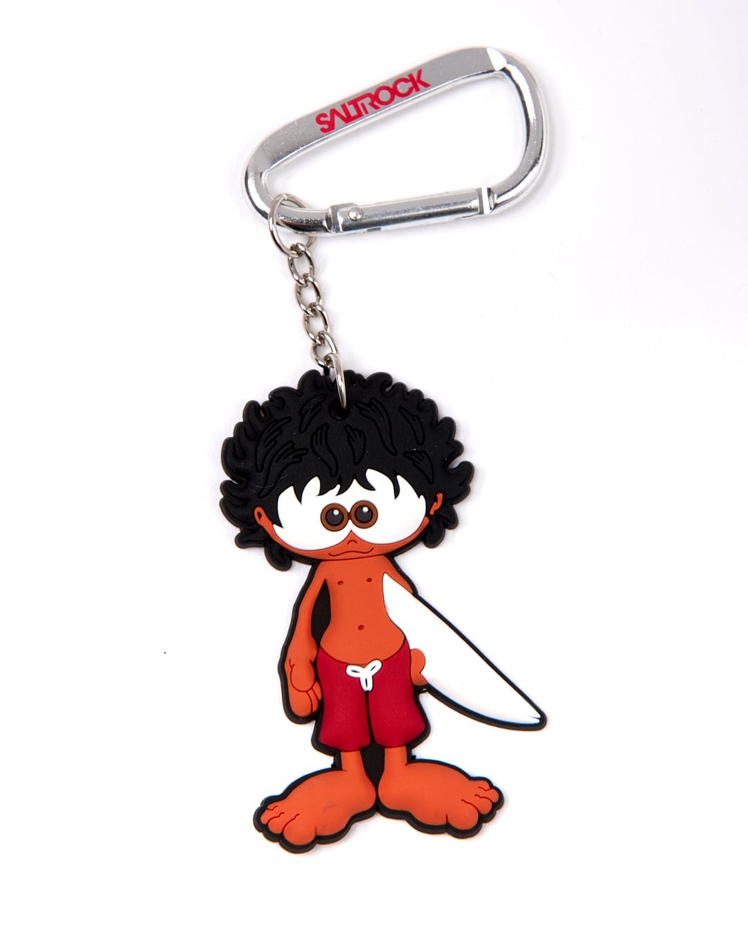 A Tok Keyring featuring the Saltrock mascot with a surfboard.
