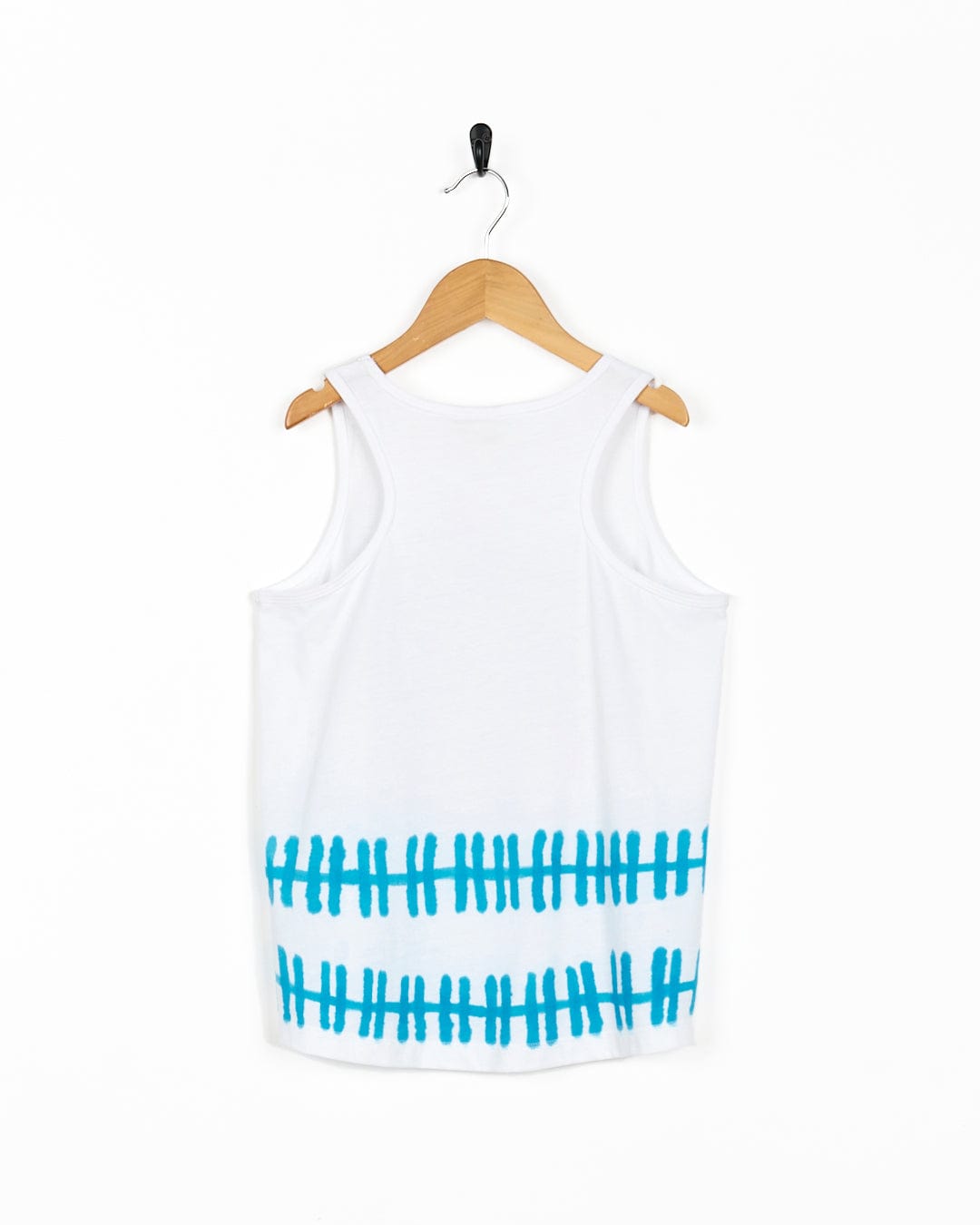 A white Tok Skate - Kids Vest - White with blue lines on it by Saltrock.