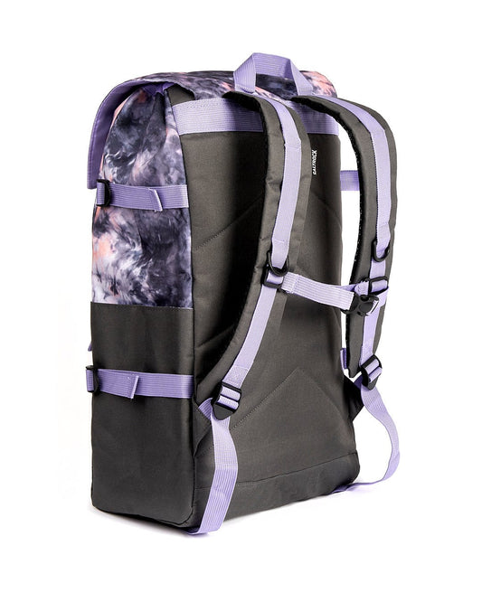 A pink and purple Saltrock Top Loader backpack with straps, perfect for beach days.
