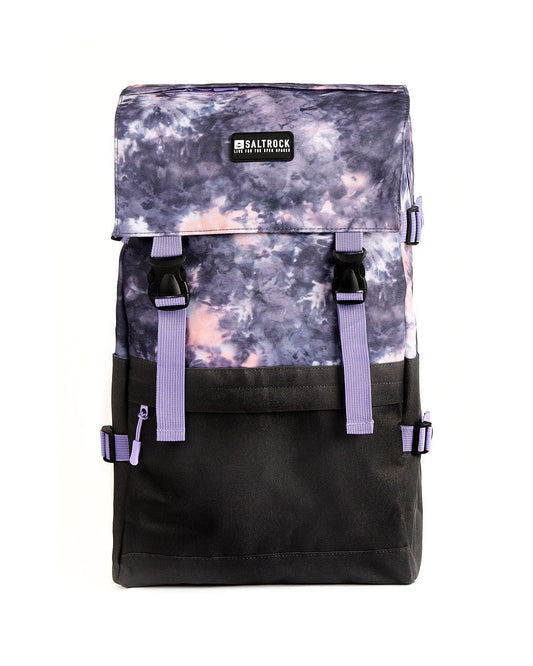 A Saltrock Top Loader - Backpack - Pink/purple with a purple and black tie dye pattern.
