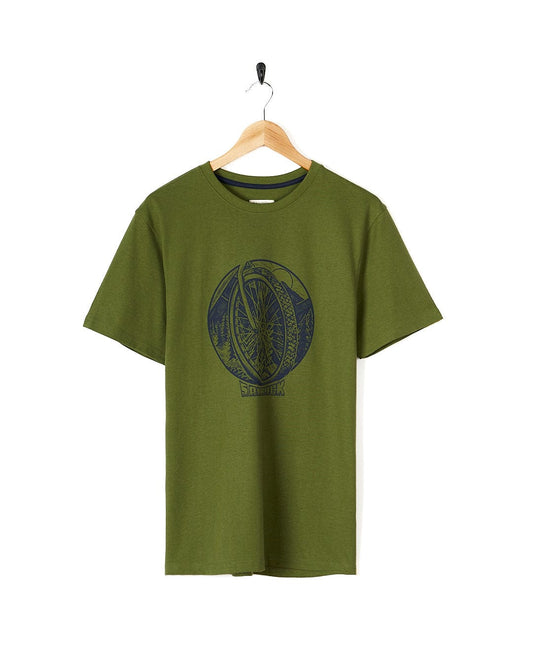 A Saltrock-branded Trail Bike - Mens Short Sleeve T-Shirt - Green.