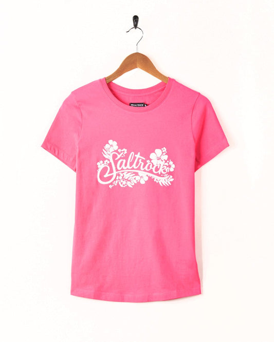 A Tropic pink cotton t-shirt with the word "Sailor" on it, by Saltrock.
