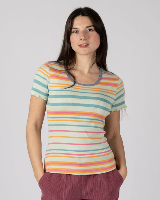 Lee - Womens Short Sleeve Stripe T-Shirt - Light Green