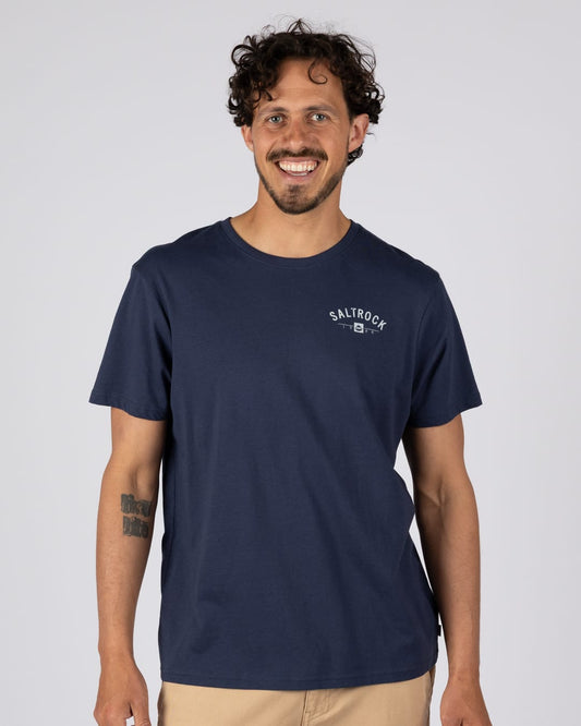 Saunton Mens Location T-Shirt in Blue