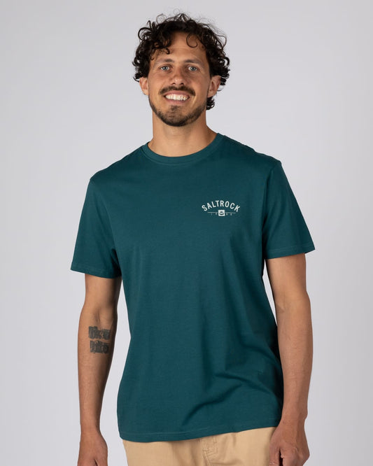 Saunton Mens Location T-Shirt in Teal