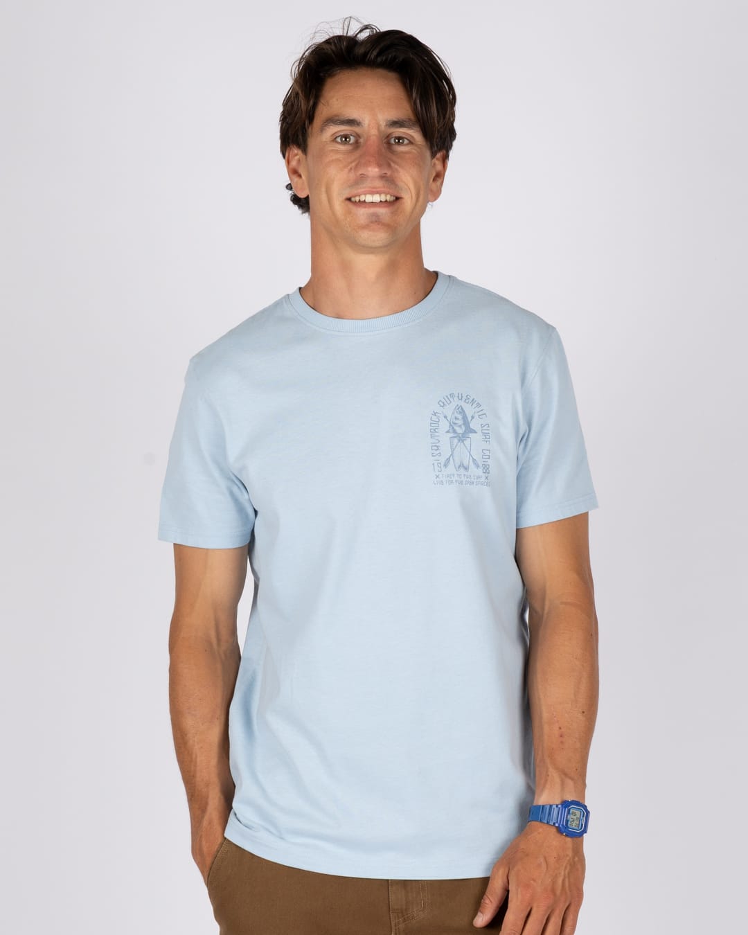 Chad Mens Short Sleeve T-Shirt in Light Blue