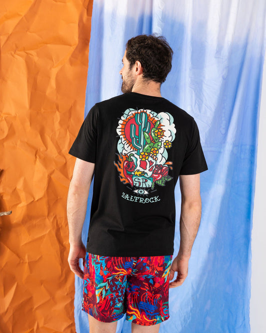 Cactus Flame - Mens T-Shirt - Black - SS25
