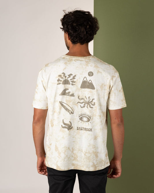 Block Icons - Mens Oversized Tie Dye T-Shirt - Cream
