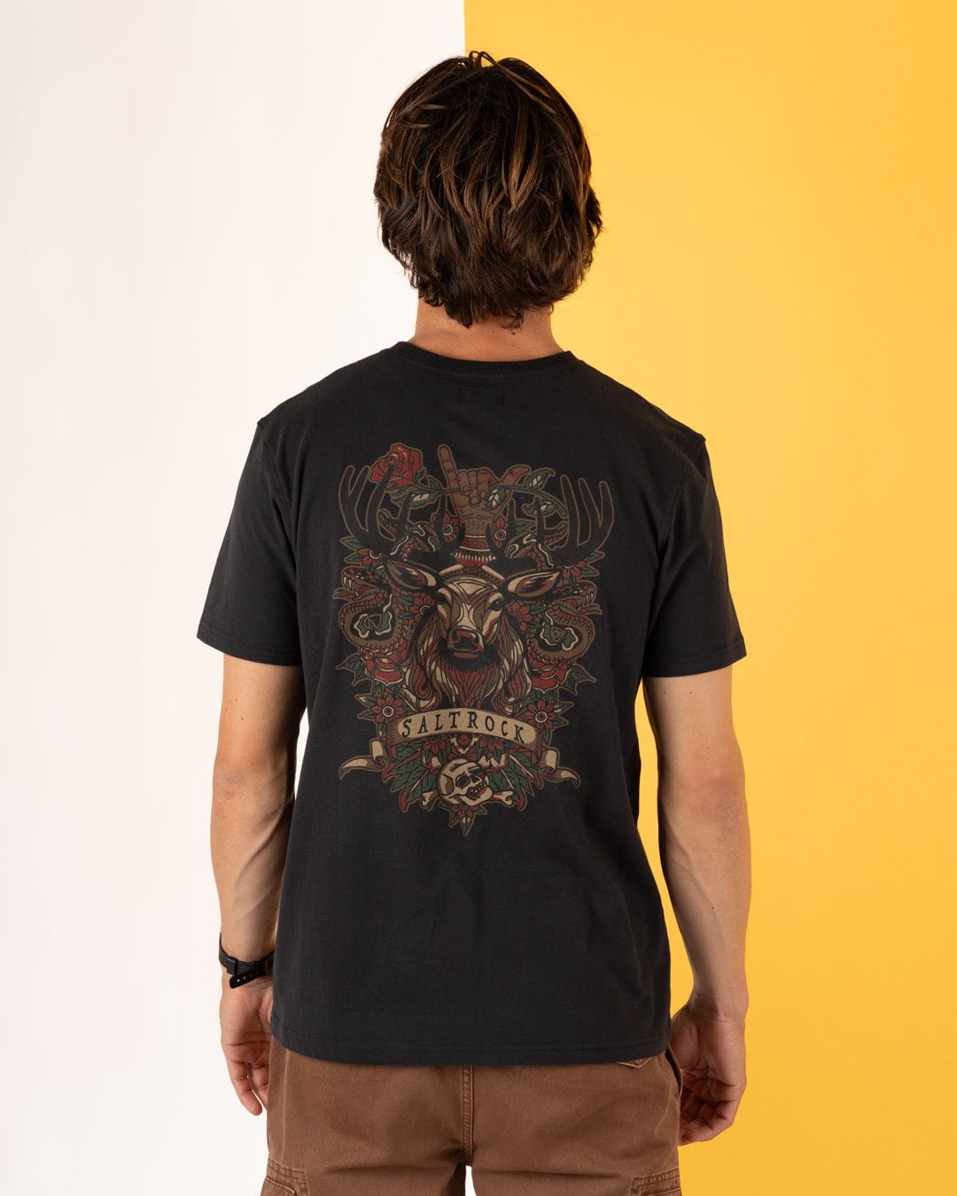 Stag Tattoo - Mens Short Sleeve T-Shirt - Black