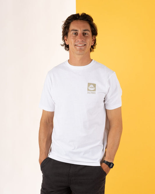 Camo Leaf Flame - Mens Short Sleeve T-Shirt - White