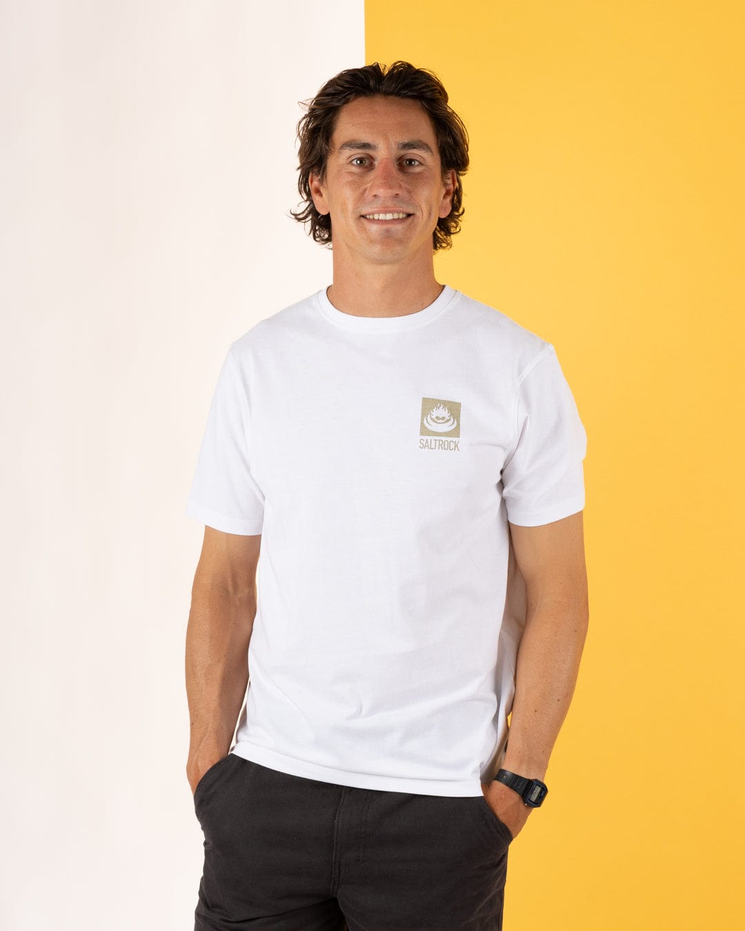 Camo Leaf Flame - Mens Short Sleeve T-Shirt - White