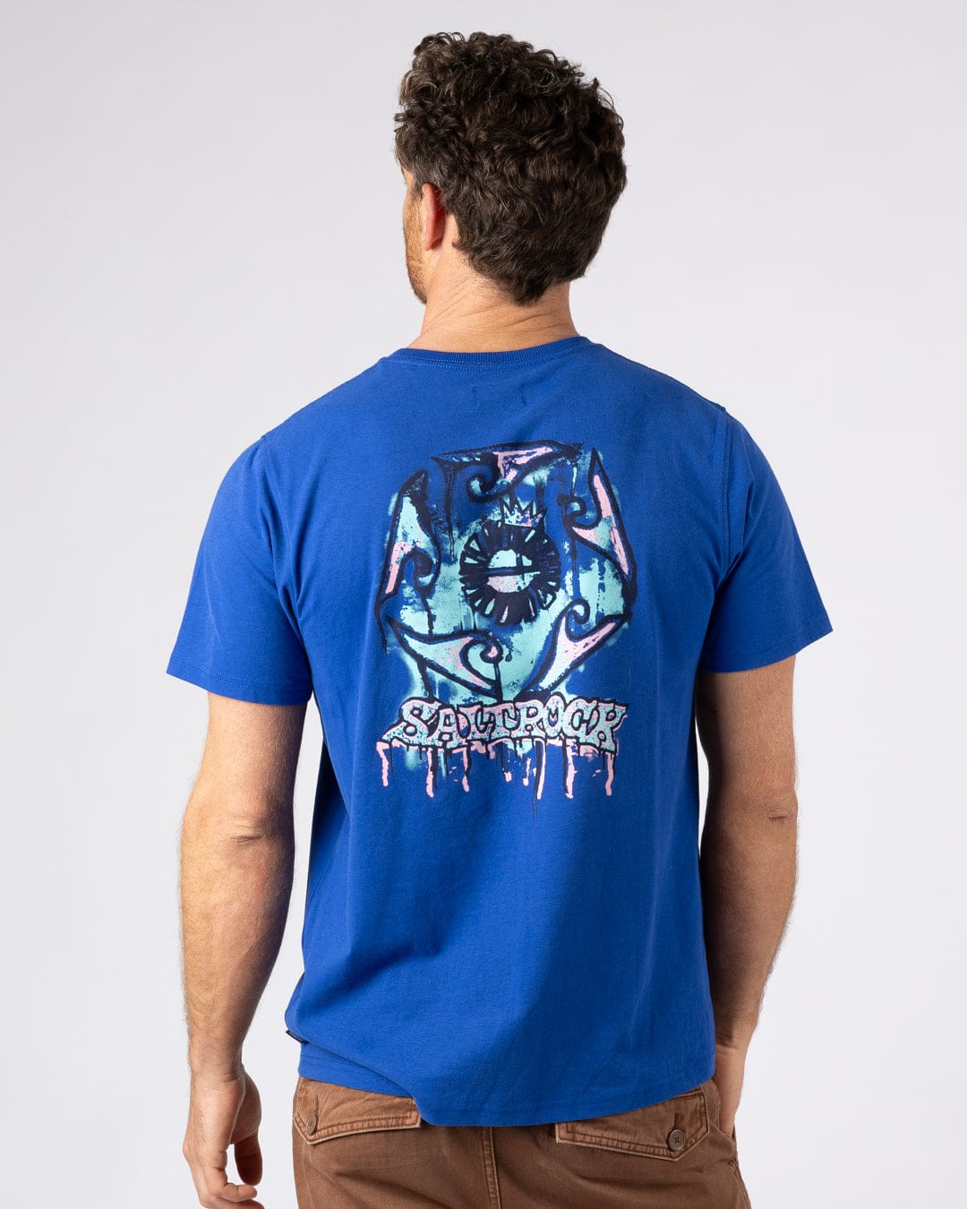 Wave Running - Mens Short Sleeve T-Shirt - Blue