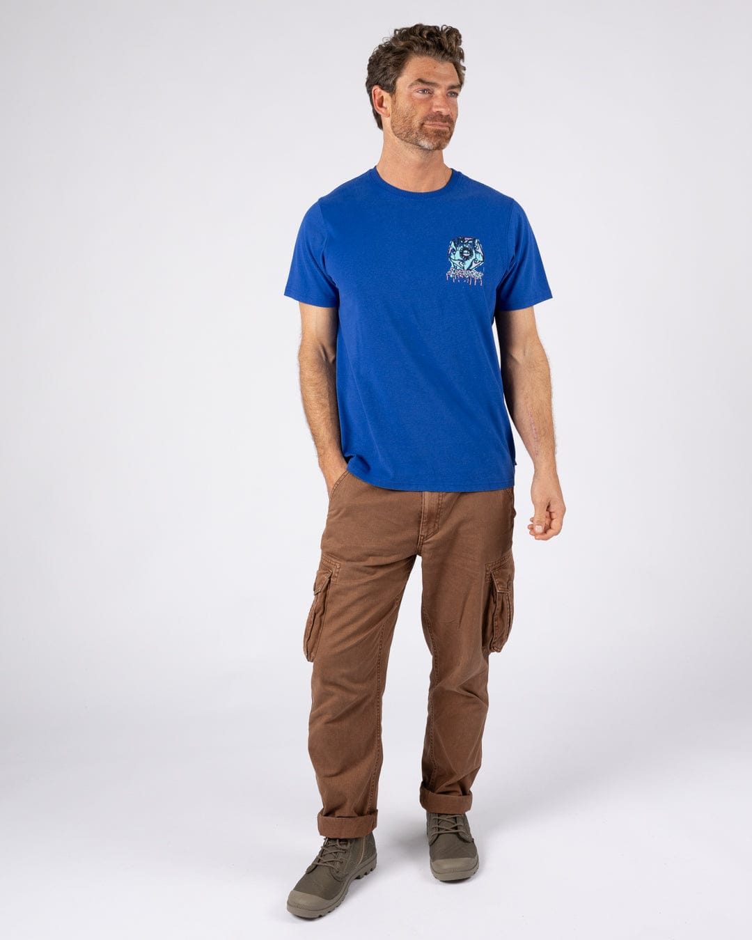 Wave Running - Mens Short Sleeve T-Shirt - Blue