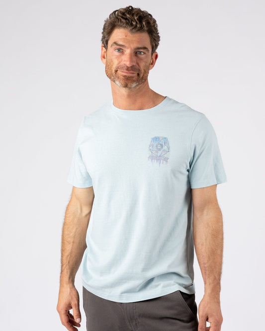 Wave Running Mens Short Sleeve T-Shirt in Light Blue