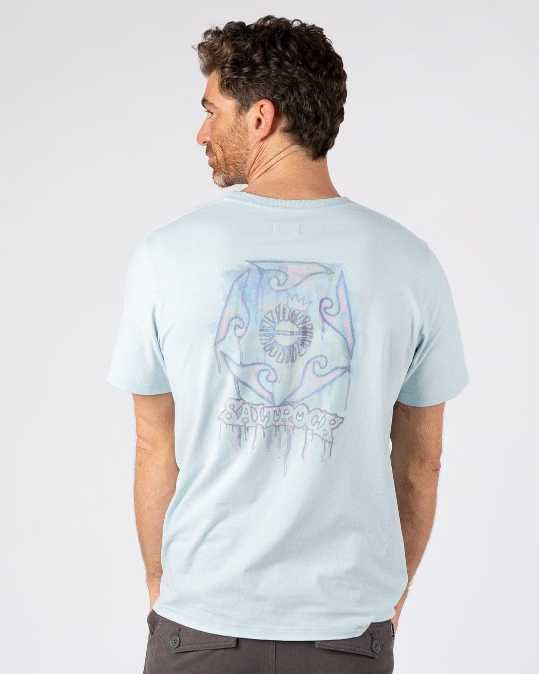 Wave Running - Mens Short Sleeve T-Shirt - Light Blue