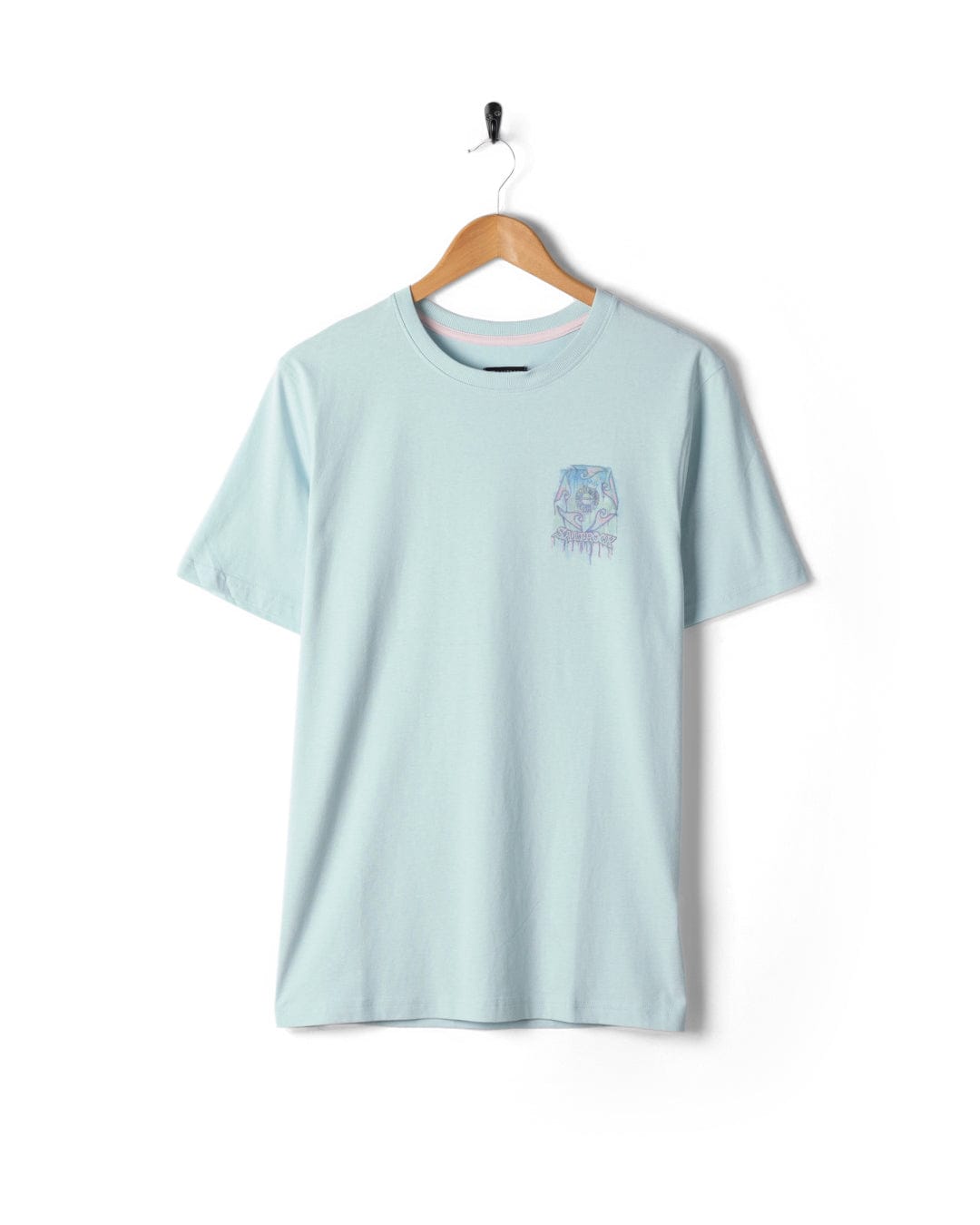Wave Running - Mens Short Sleeve T-Shirt - Light Blue