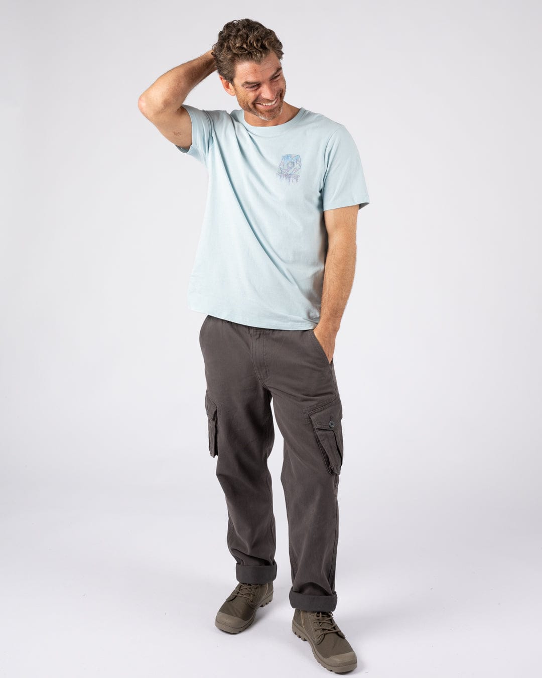 Wave Running - Mens Short Sleeve T-Shirt - Light Blue