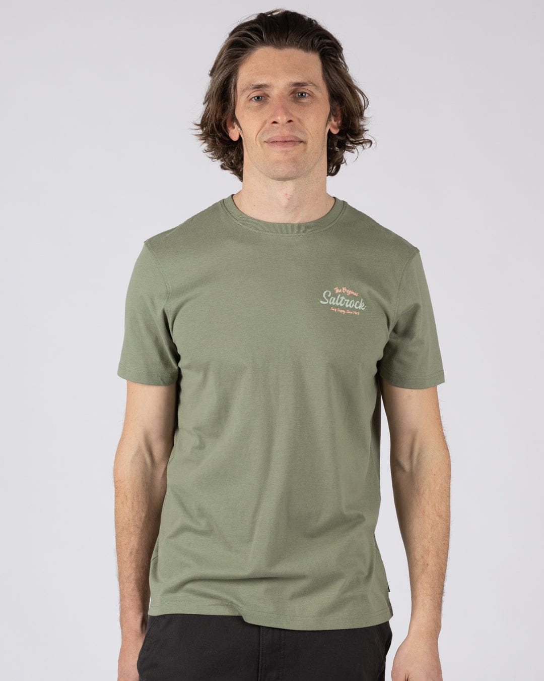 Postcard Script - Mens Short Sleeve T-Shirt- Green
