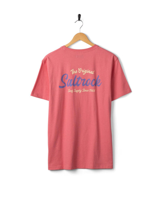 Postcard Script - Mens Short Sleeve Tee - Bright Pink